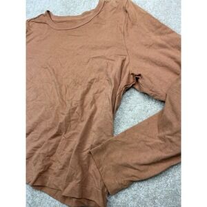 MOHNTON Women's Rust 1X Long Sleeve Crew Neck Cotton Blend Top Sustainable